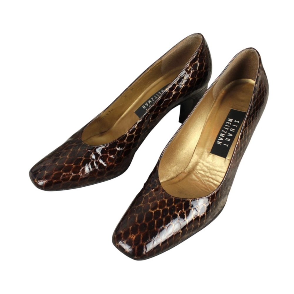 Stuart Weitzman Dark Brown Patterned Heels